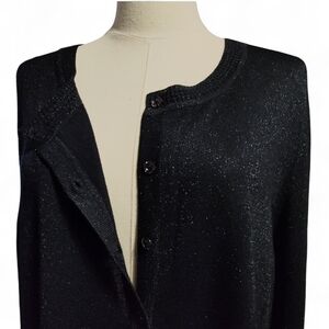 Fenn Wright Manson Sparkle Metallic Silver Button Front Cardigan Womens 2X